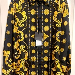 Versace Black and Gold Baroque Shirt